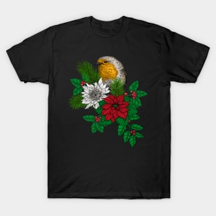 Red robin on Christhmas decoration T-Shirt